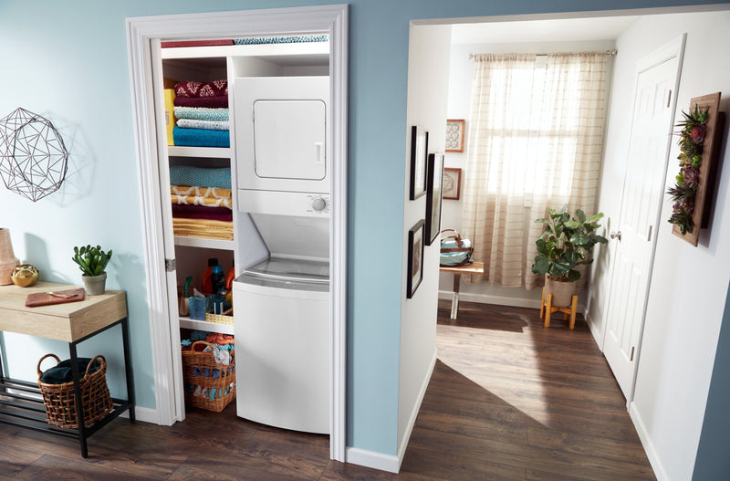 Whirlpool  1.8 Cu.Ft Electric Stacked Laundry with Impeller and Soft-Close Glass Lid Center Controls