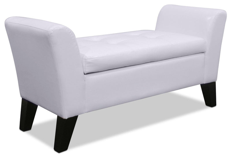 Bonn Faux Leather Storage Ottoman - White