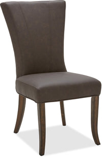Bree Dining Chair with Vegan Leather Fabric - Brown 