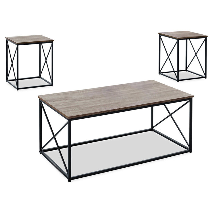 Kasey 3-Piece Coffee and Two End Tables Package - Dark Taupe 
