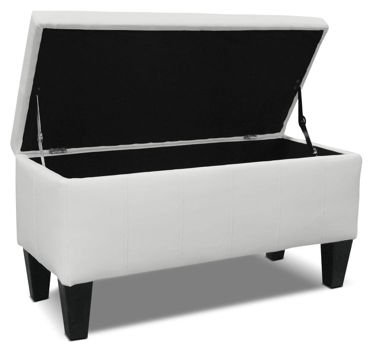 Jackson Faux Leather Storage Ottoman - White