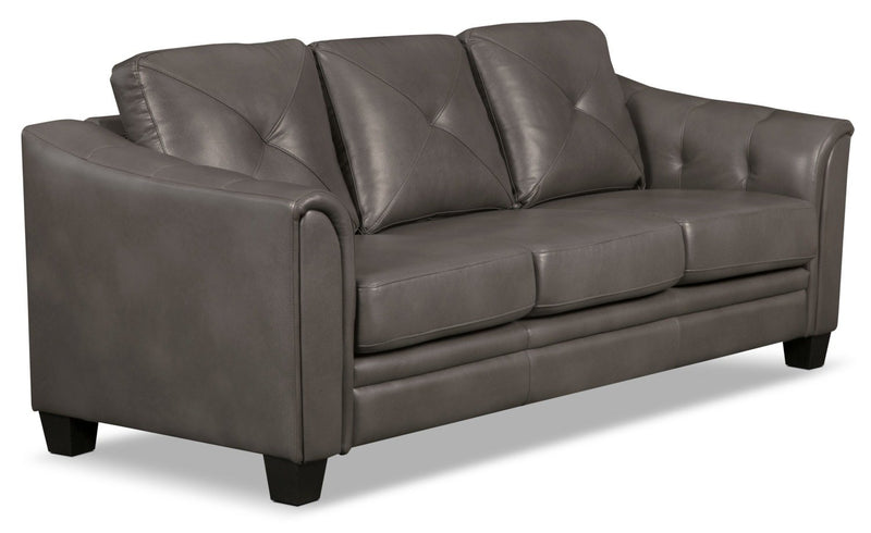 Andi Leather-Look Fabric Sofa - Grey