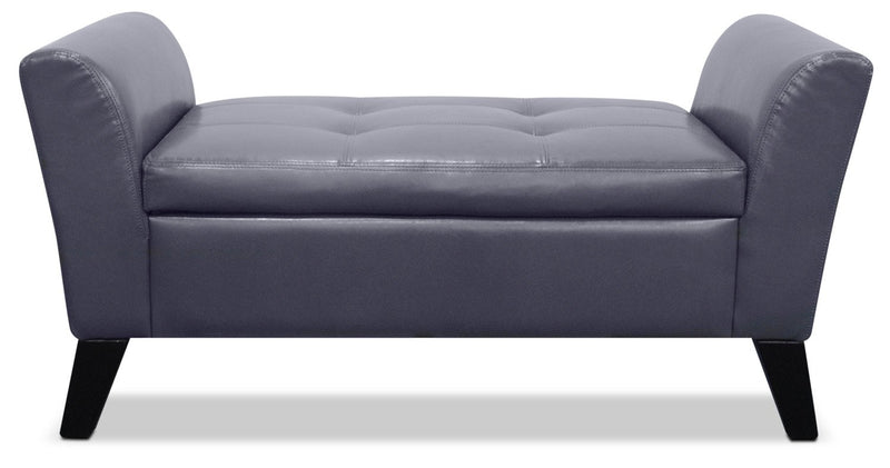 Bonn Faux Leather Storage Ottoman - Grey
