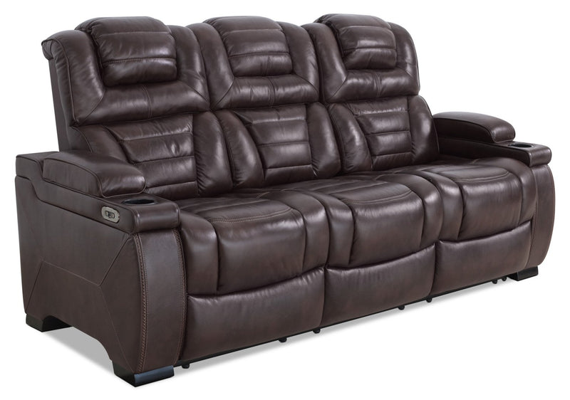 Hugo Genuine Leather Power Reclining Sofa - Brown