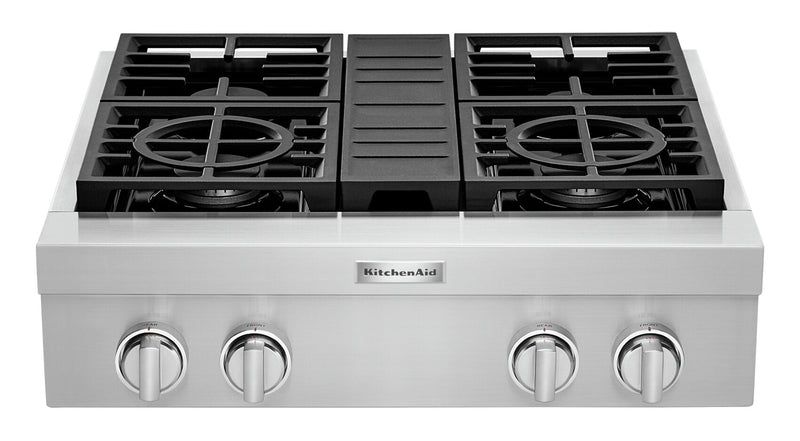 KitchenAid 30'' 4-Burner Commercial-Style Gas Range Top - KCGC500JSS
