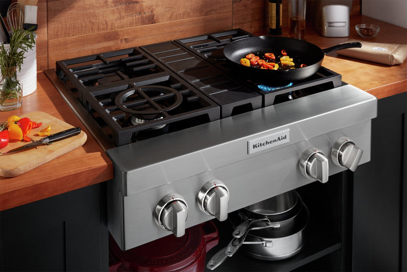 KitchenAid 30'' 4-Burner Commercial-Style Gas Range Top - KCGC500JSS