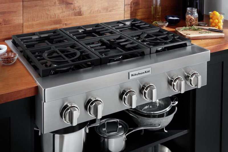 KitchenAid 36'' 6-Burner Commercial-Style Gas Range Top - KCGC506JSS