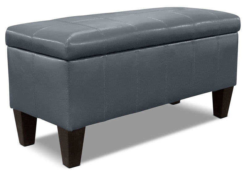 Jackson Faux Leather Storage Ottoman - Grey