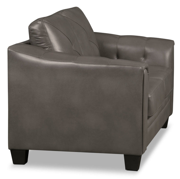 Andi Leather-Look Fabric Loveseat - Grey