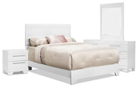 Olivia 6pc Bedroom Set with Bed, Dresser, Mirror & Nightstand, Made in Canada, White - Queen Size
