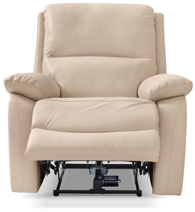 Grove Genuine Leather Power Recliner with Adjustable Headrest - Cream