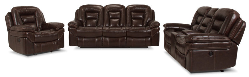 Leo Genuine Leather Power Recliner - Walnut