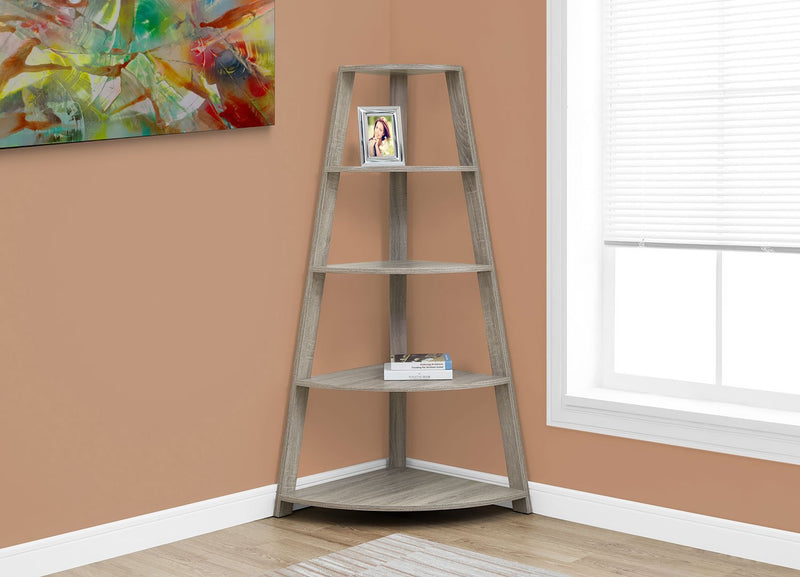 Ana Corner Bookcase – Dark Taupe