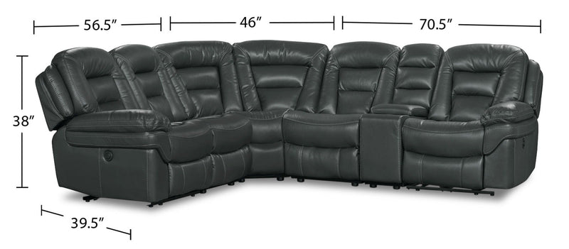 Leo 6-Piece Leath-Aire® Fabric Power Reclining Sectional - Grey