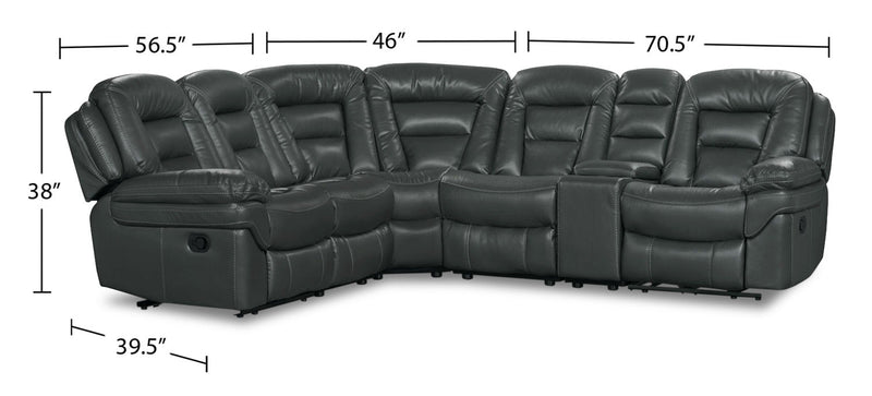 Leo 6-Piece Leath-Aire® Fabric Reclining Sectional - Grey