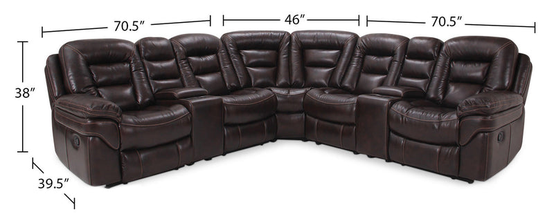 Leo 7-Piece Leath-Aire® Fabric Power Reclining Sectional - Walnut