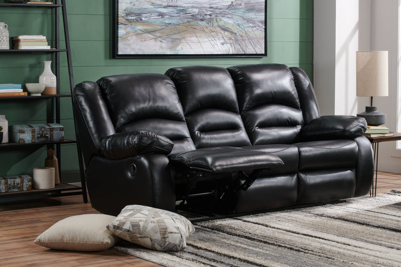 Toreno Genuine Leather Reclining Sofa - Black