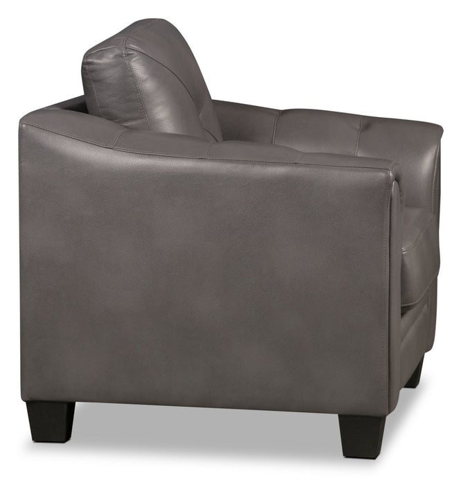 Andi Leather-Look Fabric Chair - Grey