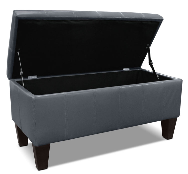 Jackson Faux Leather Storage Ottoman - Grey