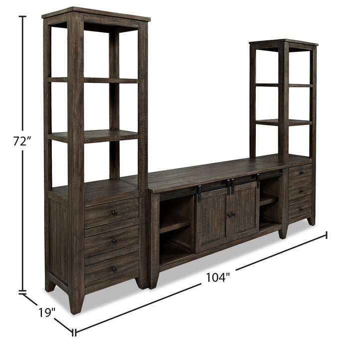 Madison Barn-Door 3-Piece Entertainment Centre with 60\" TV Opening – Brown