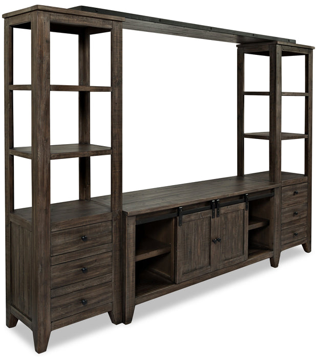 Madison Barn-Door 4-Piece Entertainment Centre with 60\" TV Opening - Brown
