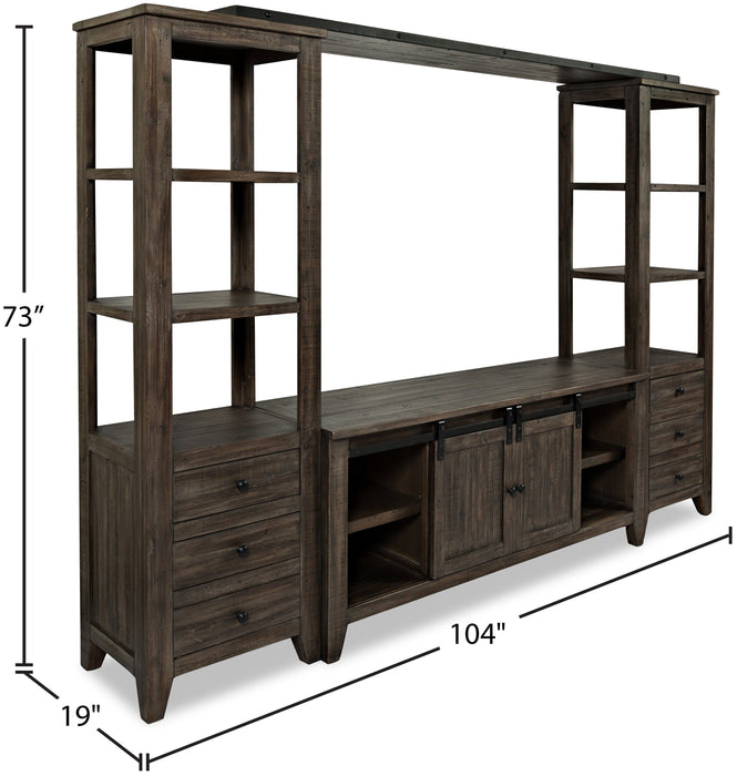 Madison Barn-Door 4-Piece Entertainment Centre with 60\" TV Opening - Brown
