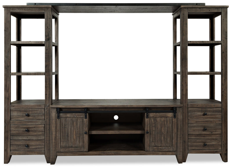 Madison Barn-Door 4-Piece Entertainment Centre with 60\" TV Opening - Brown