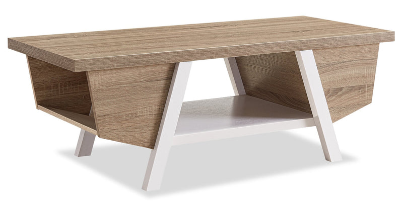 Malik Coffee Table - Light Brown and White