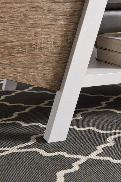 Malik Coffee Table - Light Brown and White
