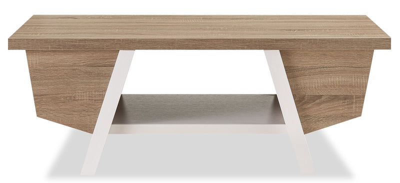 Malik Coffee Table - Light Brown and White