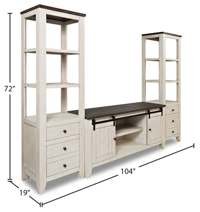 Madison Barn-Door 3-Piece Entertainment Centre with 60” TV Opening – White