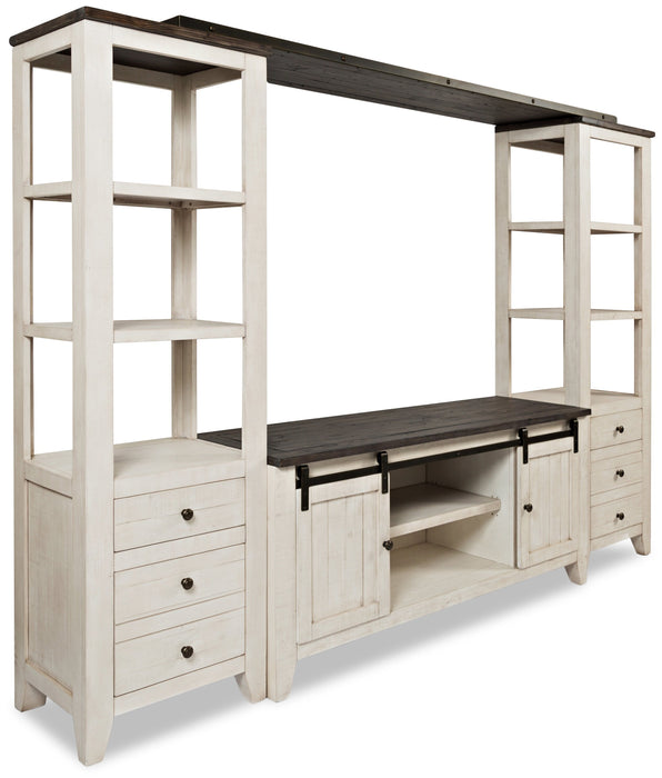 Madison Barn-Door 4-Piece Entertainment Centre with 60\" TV Opening - White