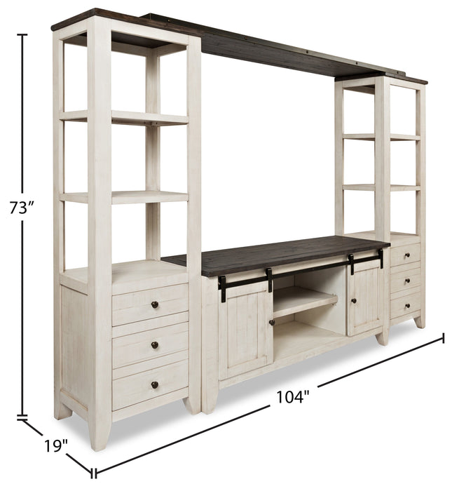 Madison Barn-Door 4-Piece Entertainment Centre with 60\" TV Opening - White