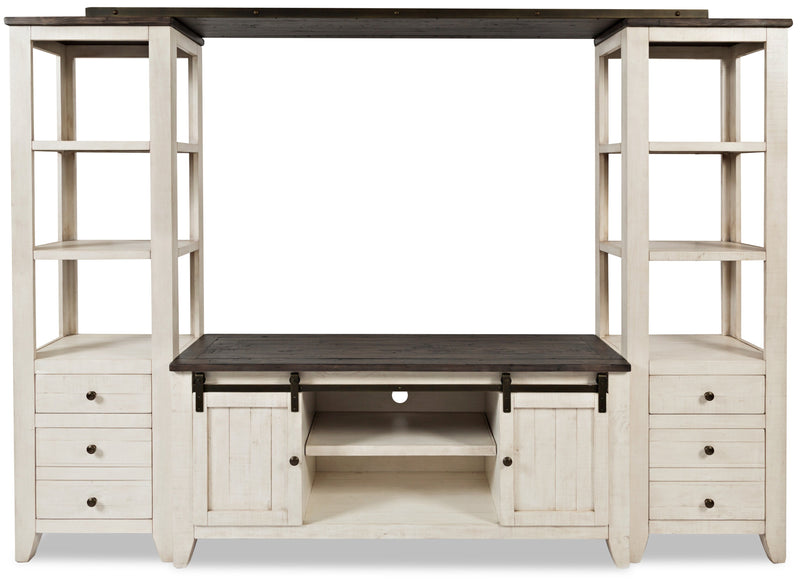 Madison Barn-Door 4-Piece Entertainment Centre with 60\" TV Opening - White