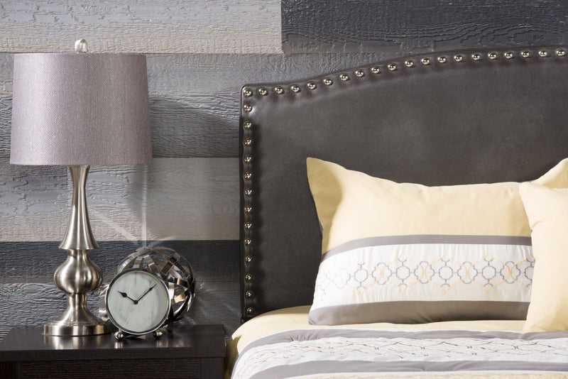 Brushed Nickel Table Lamp with Grey Metallic Shade