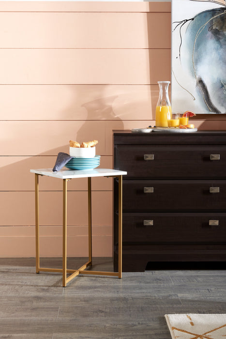 Mia Faux Marble Chairside Table  