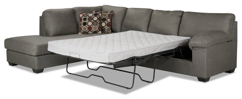 Morty 2-Piece Leather-Look Fabric Left-Facing Sofa Bed Sectional - Grey