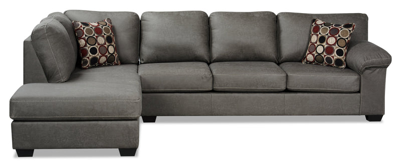 Morty 2-Piece Leather-Look Fabric Left-Facing Sofa Bed Sectional - Grey