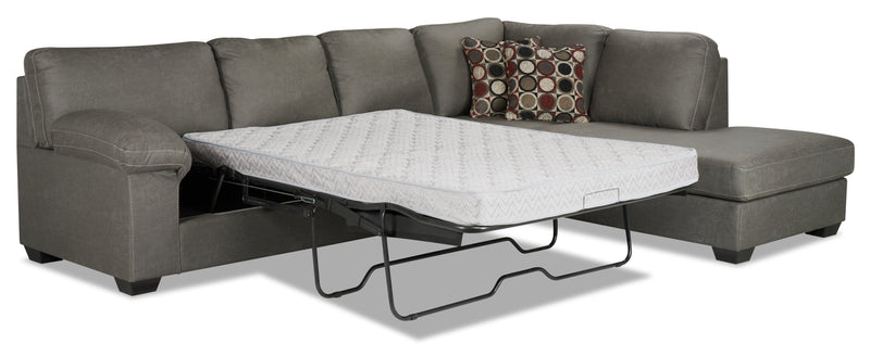 Morty 2-Piece Leather-Look Fabric Right-Facing Sofa Bed Sectional - Grey