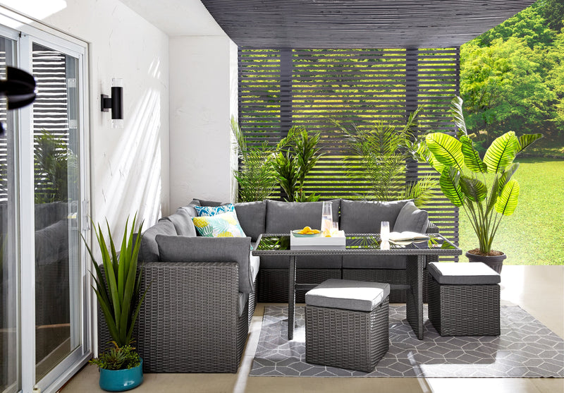 Morris 10-Piece Outdoor Patio Set - Hand-Woven Resin Wicker, UV & Weather Resistant - Grey 