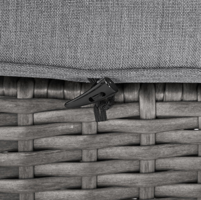 Morris Small Outdoor Patio Ottoman, Set of 2 - Hand-Woven Resin Wicker, Olefin Fabric, UV & Weather Resistant - Grey