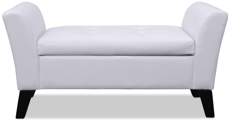 Bonn Faux Leather Storage Ottoman - White