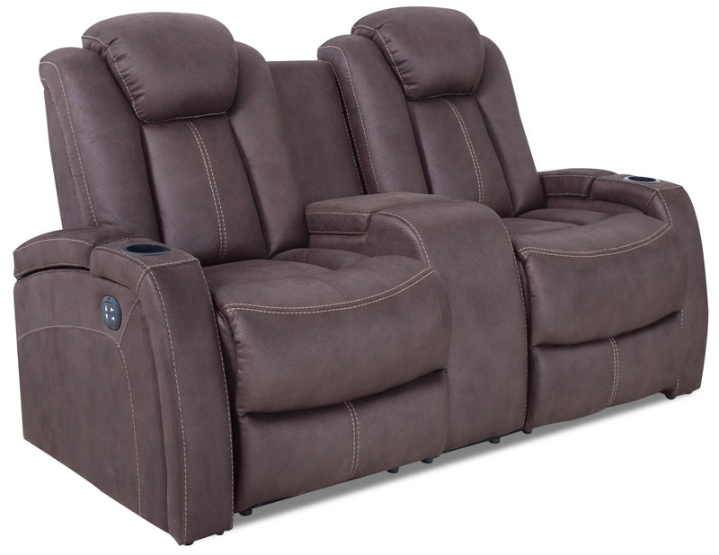 Ross Faux Suede Power Reclining Loveseat - Chocolate