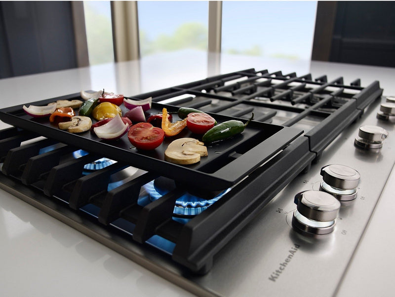 KitchenAid 36\" 5-Burner Gas Cooktop with Griddle – Stainless Steel