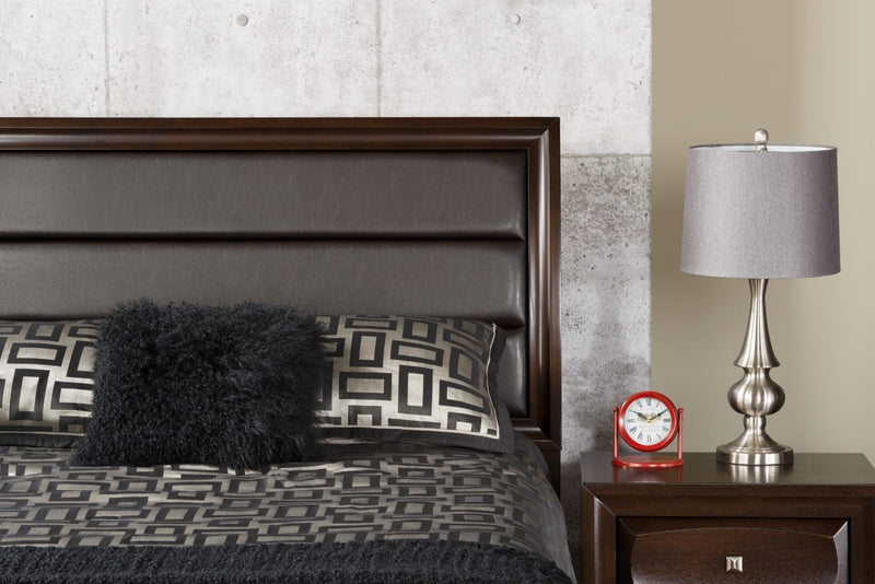 Brushed Nickel Table Lamp with Grey Metallic Shade