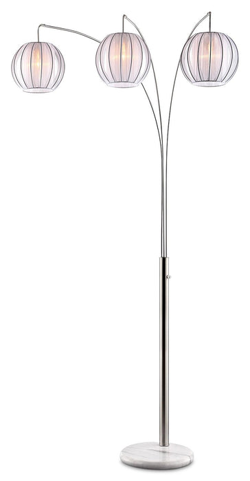 Brushed Steel 3-Light Lantern Arc Floor Lamp