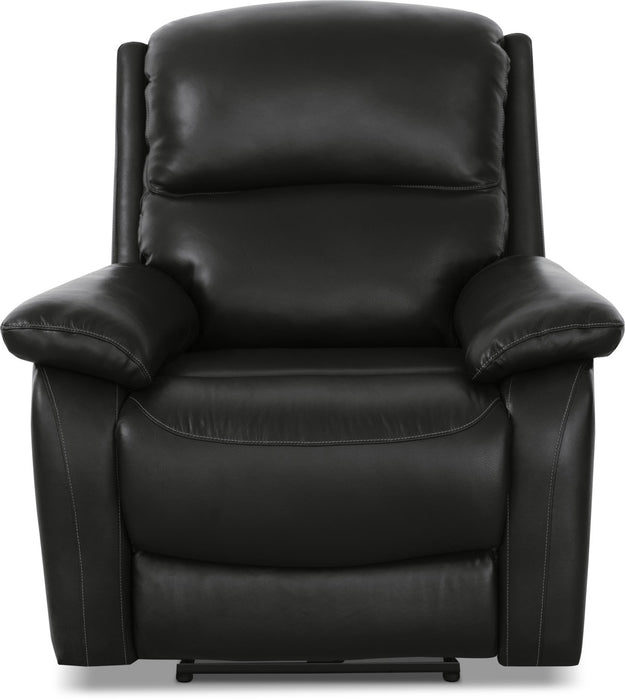 Grove Genuine Leather Power Recliner with Adjustable Headrest - Black