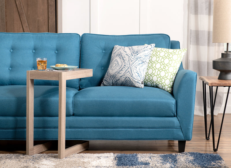 Novalee Linen-Look Fabric Sofa - Blue