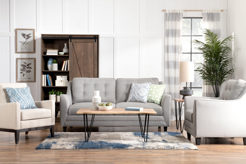 Novalee Linen-Look Fabric Sofa - Taupe