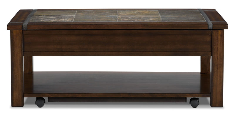 Roanoke Coffee Table with Lift Top and Casters - Cherry Wood